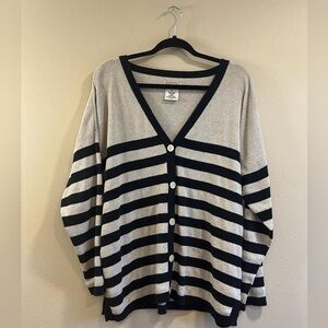 Esprit Black and Cream Striped Cardigan